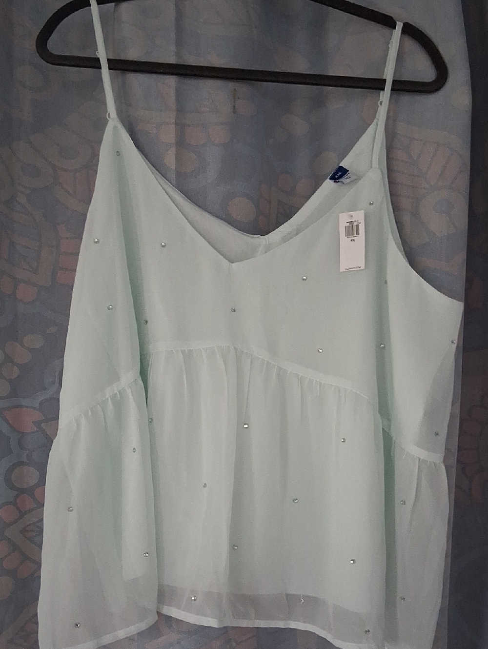 NWT Old Navy Light Mint Beaded Spaghetti Strap Camisole XXL